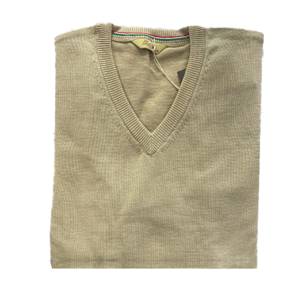 Galiffa - Beige Pullover - V collar - 4XL